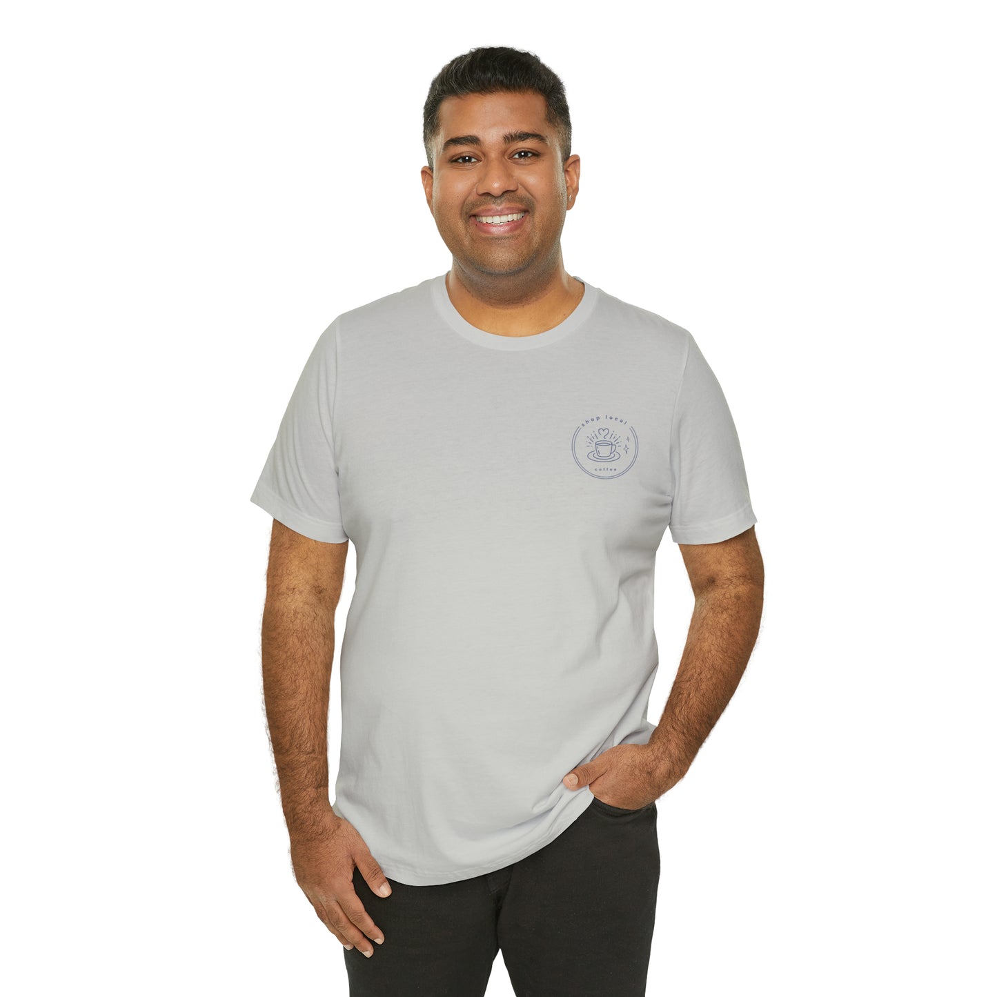 Shop Local Coffee T: Bella Canvas Silver